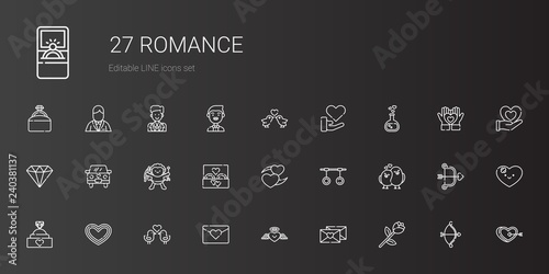 romance icons set