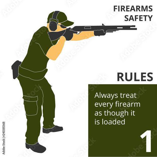 The firearm shooting safety rules and signs 