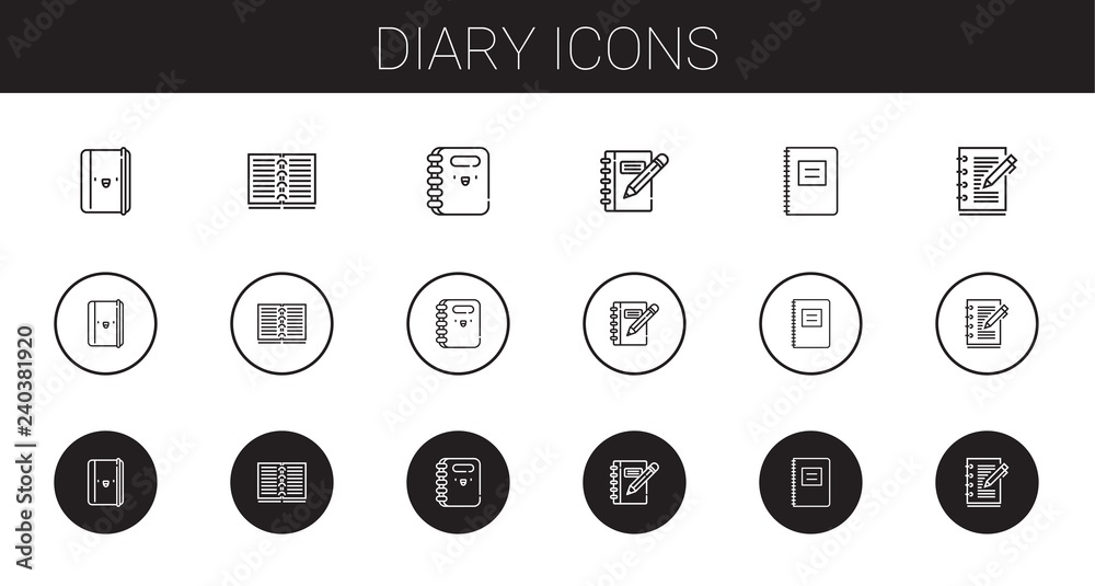 diary icons set diary icons set