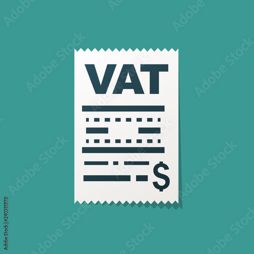 Vat concept. Added value. Tax check isolated on background. Vector illustration flat design. 
