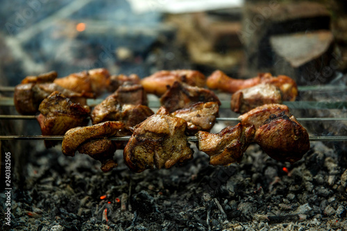 Fototapeta Naklejka Na Ścianę i Meble -  meat on the fire. Shish kebab