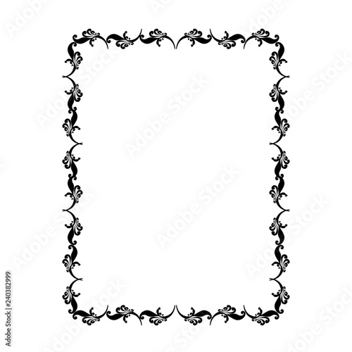 Black frame with twig card. Fashion graphic background. Modern stylish abstract texture. Monochrome template for prints, textiles, wrapping, card, photo. Design element. Vector illustration.