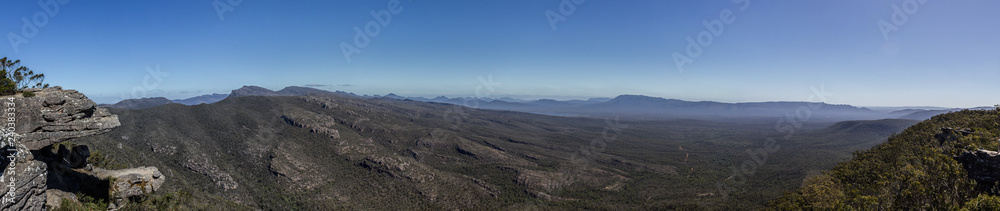 Panorama of the Reeds Lookout at the Balconies, The Grampians, Victoria, Australia
