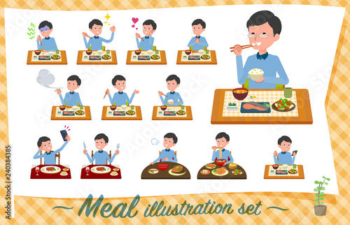 flat type Blue clothing glass dad_Meal