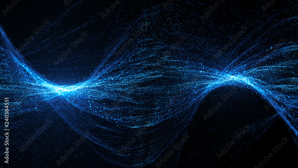 3d render abstract background with complex twisted particles ...
