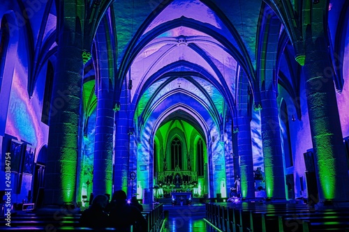 Church illuminated at light festival / The Church is and has always been the focal point for the Christians looking for God in all times