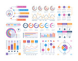 Infographic dashboard. Ui interface, information panel with finance graphs, pie chart and comparison diagrams. Vector budget report. Illustration of infographic business, graph and diagram planning