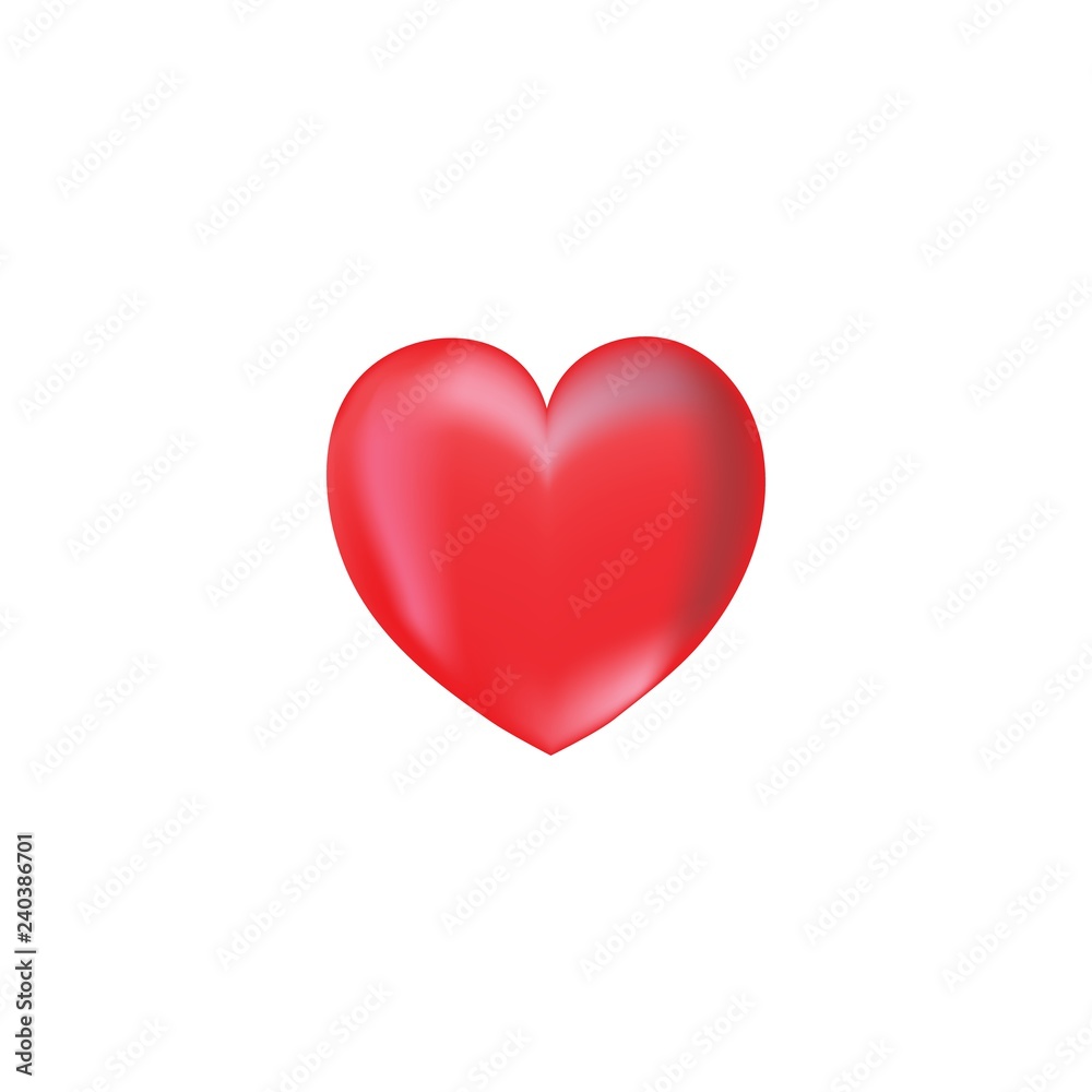 Heart isolated. Red 3D sign on white background. Romantic silhouette symbol linked, join, love, passion and wedding. Colorful mark of valentine day. Design element. Vector illustration. Heart isolated. Red 3D sign on white background. Romantic silhouette symbol linked, join, love, passion and wedding. Colorful mark of valentine day. Design element. Vector illustration.