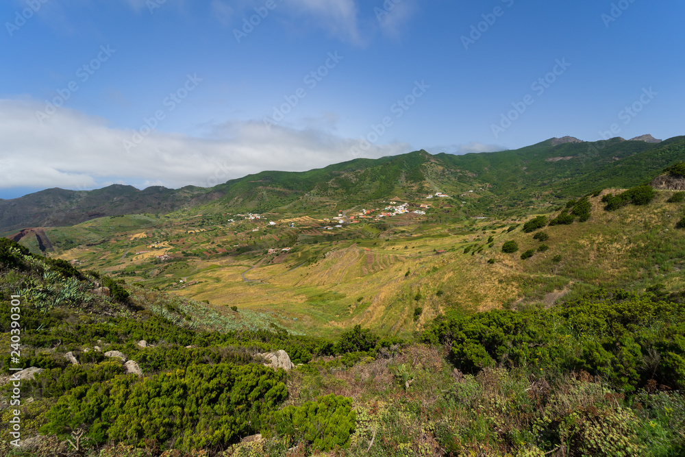 Fototapeta premium Vew of the Teno massif (Macizo de Teno), is one of three volcanic formations that gave rise to Tenerife, Canary Islands, Spain. View from the viewpoint - Mirador Altos de Baracan.
