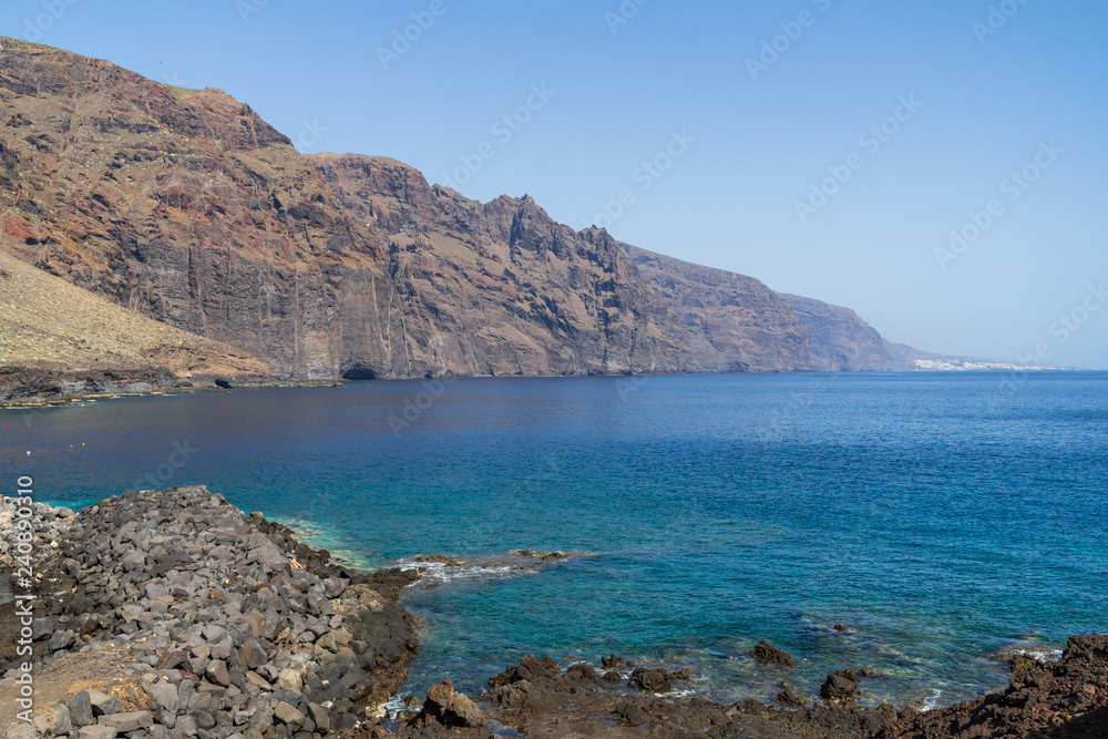 Fototapeta premium Vertical cliffs Acantilados de Los Gigantes (Cliffs of the Giants). View from Cape Teno (Punta de Teno). Tenerife. Canary Islands. Spain.