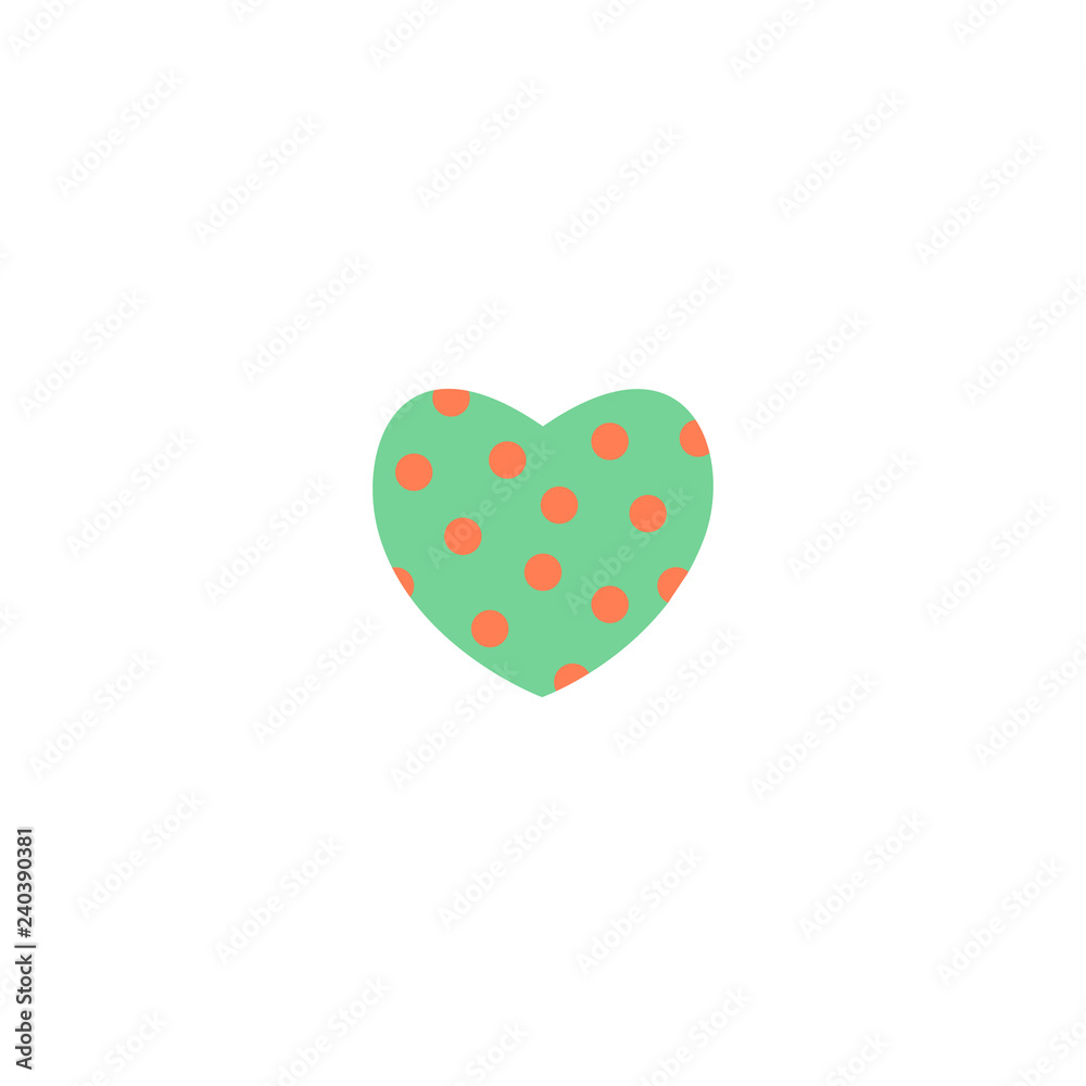 Vector illustration. Heart color icon with ornament on white background. Pastel heart dotted.