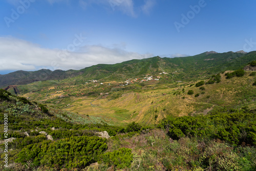 Vew of the Teno massif (Macizo de Teno), is one of three volcanic formations that gave rise to Tenerife, Canary Islands, Spain. View from the viewpoint - Mirador Altos de Baracan.