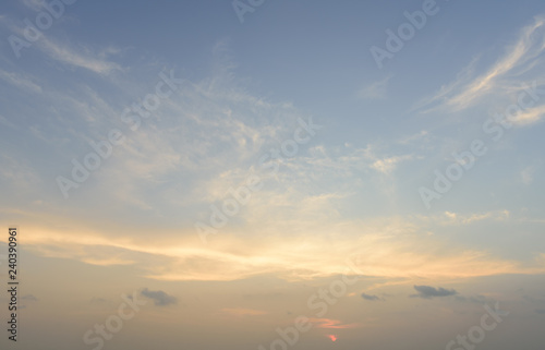 Blue sky at dawn background