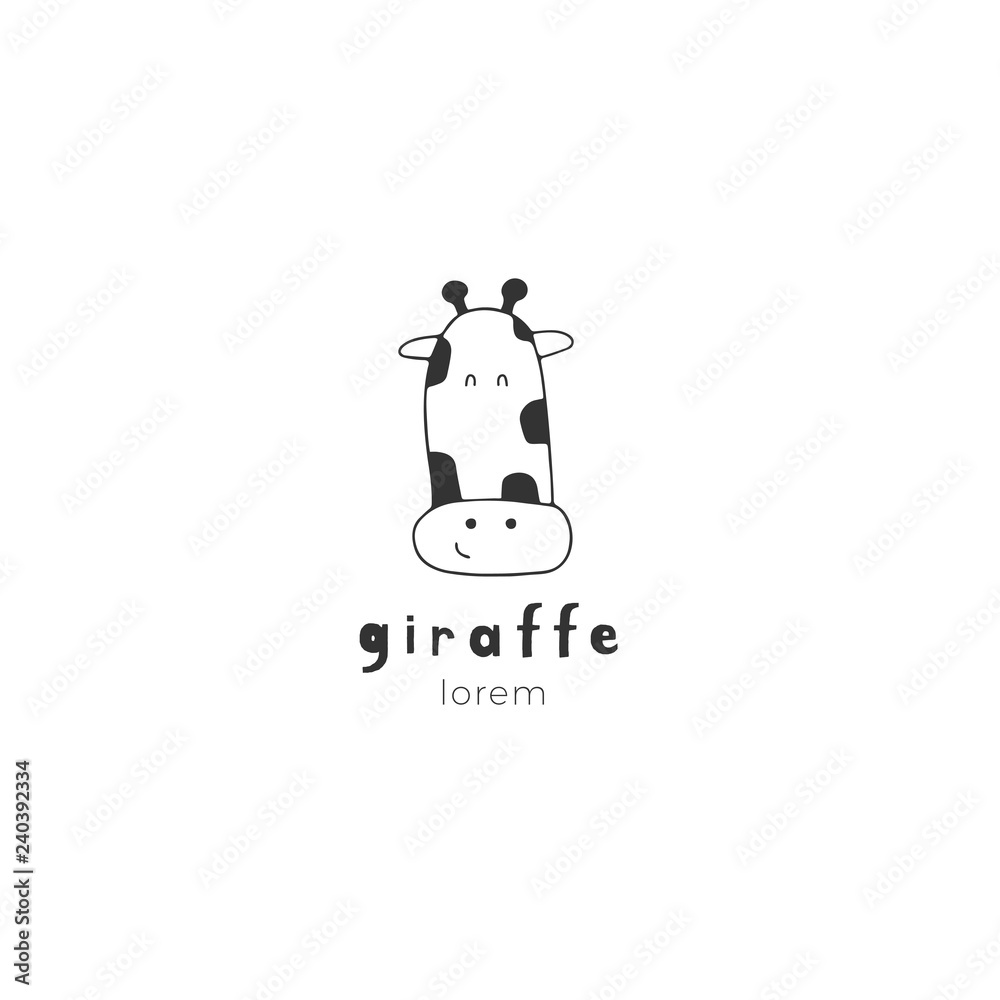 Hand drawn giraffe. Vector logo template for children related business. Hand drawn giraffe. Vector logo template for children related business.