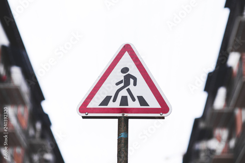 Traffic sign pedestrian crossing