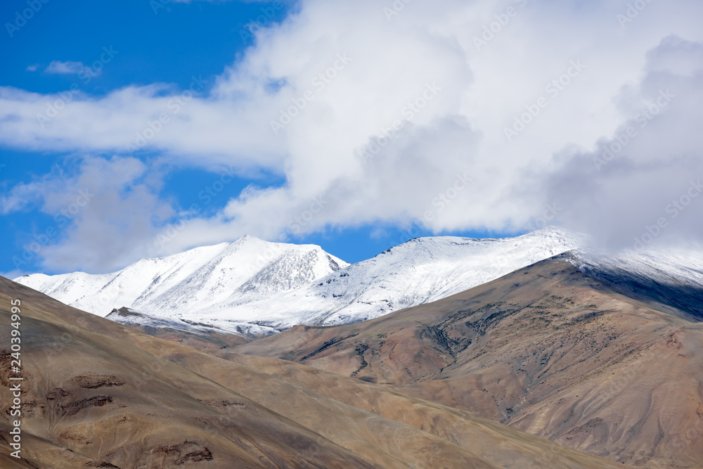 Beautiful landscape with snow peak of Himalayan range in leh Ladakh,North India