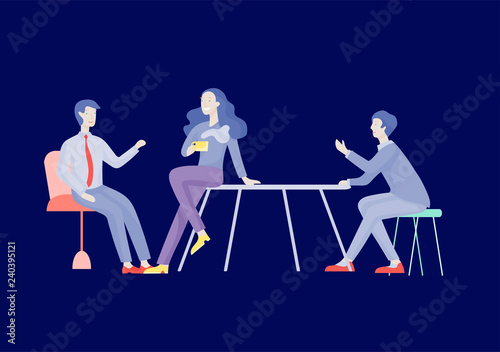 Businessmen making handshake, business etiquette, merger concepts office workers, clerks or managers talking to each other, discussing, depressed Tired male and female office workers sitting, sleeping