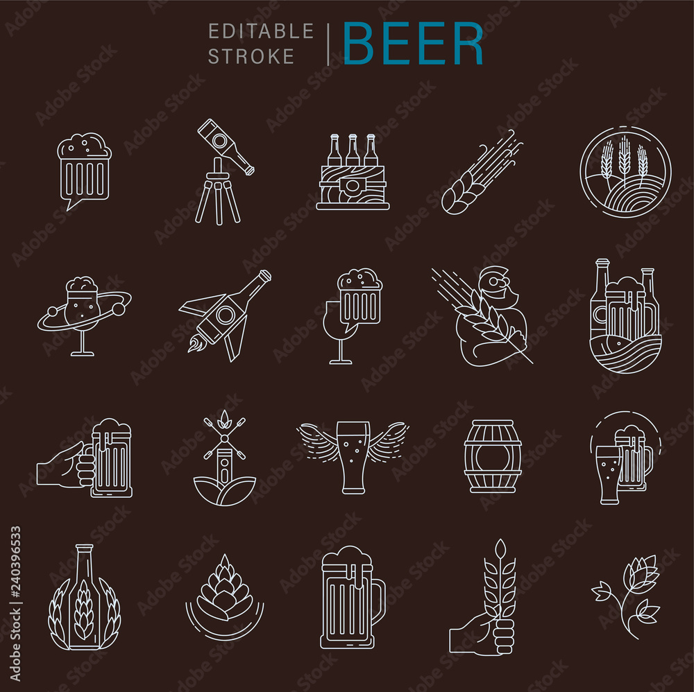 Vector icon and logo beer and brewery. Editable outline stroke size ...