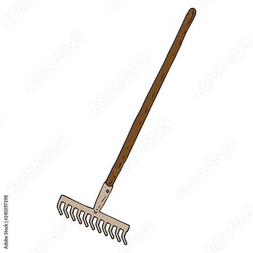 Rake icon. Vector of garden rake. Hand drawn rake.