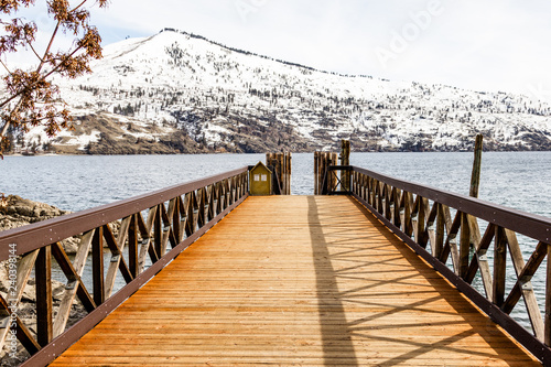 wooden bridge in winter