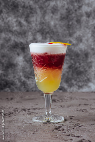 Fresh cocktail with orange and ice. Alcoholic, non-alcoholic drink-beverage