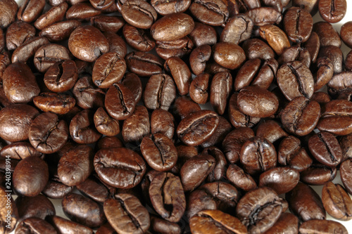 Well-stocked coffee beans background.