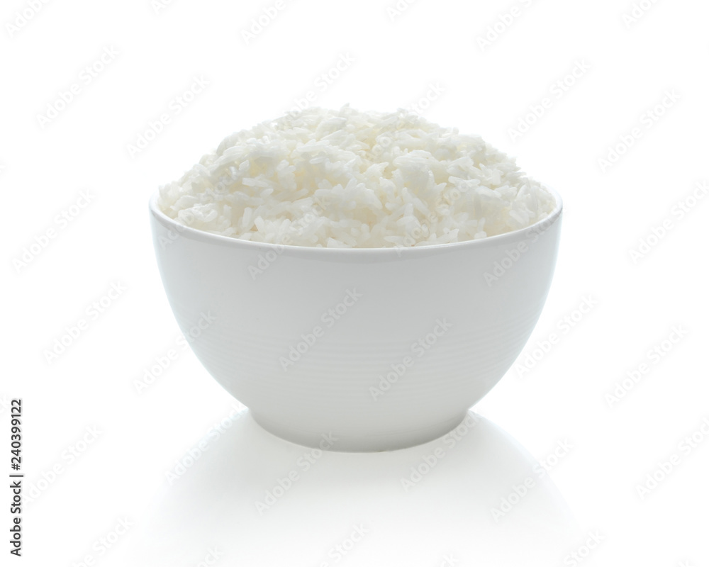 rice in bowl isolated on white background rice in bowl isolated on white background