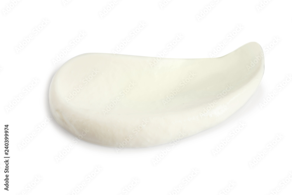 Delicious sour cream on white background. Dairy product