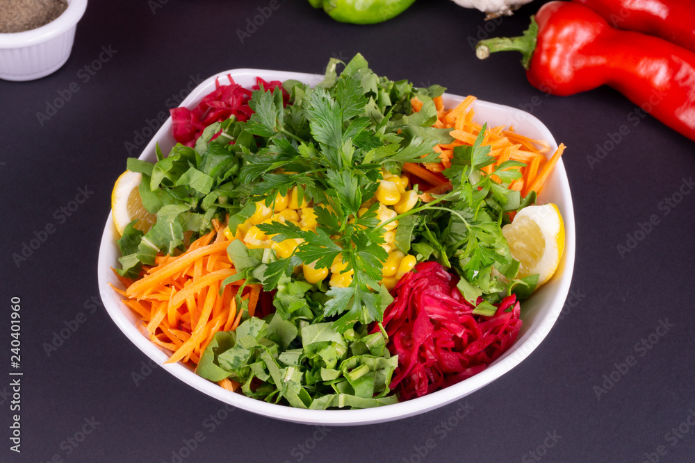 fresh vegetable salad in a bowl close-up