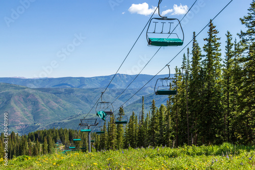 aspen colorado ski chairlifts in summer photo