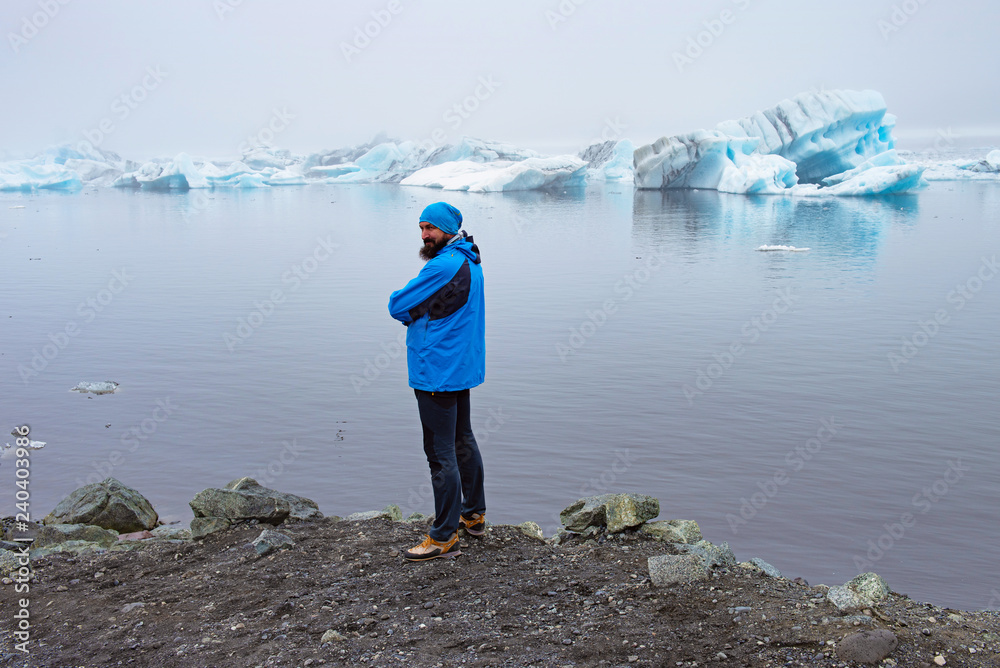 Man near glacier