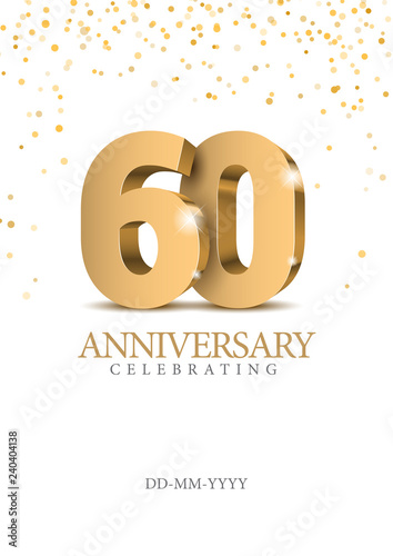 Anniversary 60. gold 3d numbers.