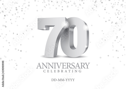 Anniversary 70. silver 3d numbers.