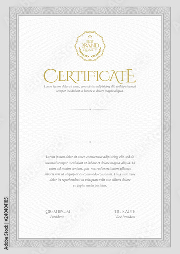 Certificate template. Diploma of modern design or gift certificate.