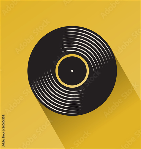 Black vinyl record store day flat concept vector illustration
