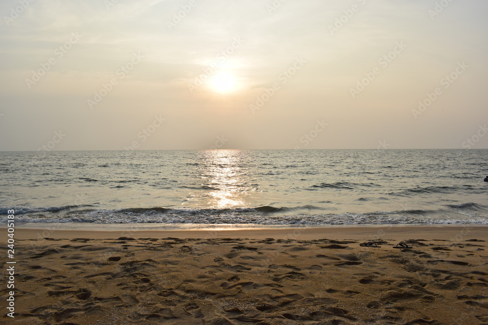 Kannur, Kerala, India: December 15, 2018 - Beach near Kavvayi backwaters. Kannur, Kerala, India: December 15, 2018 - Beach near Kavvayi backwaters.