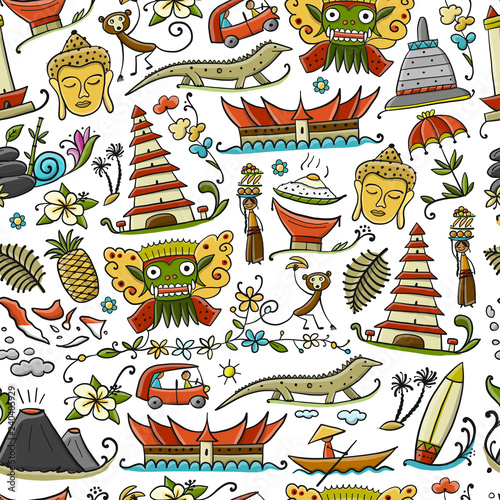 Travel to Indonesia. Seamless pattern for your design