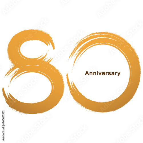 Handwriting - Brush paint celebrating, anniversary of number 80th year anniversary, Luxury duo tone gold brown for invitation card, backdrop, label or stationary