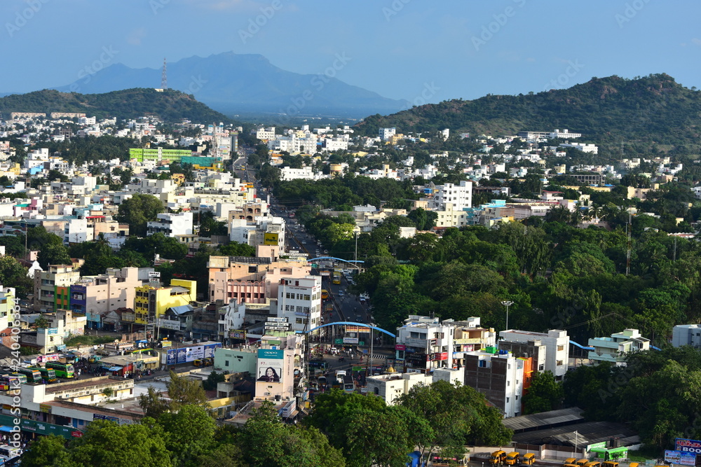 Namakkal, Tamilnadu - India - October 17, 2018: City View of Namakkal