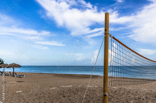 Volleyball net on the Caribbean beach