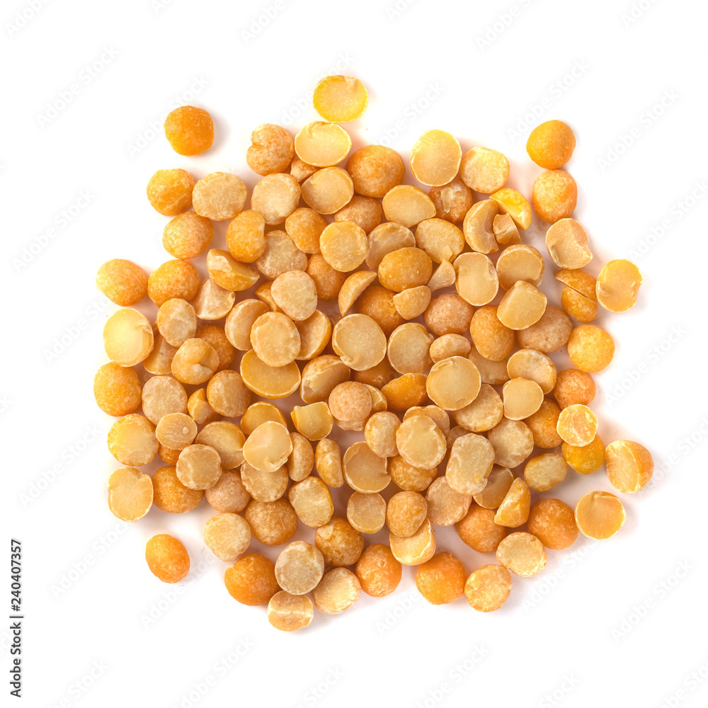 yellow split peas isolated on white background, healty food yellow split peas isolated on white background, healty food