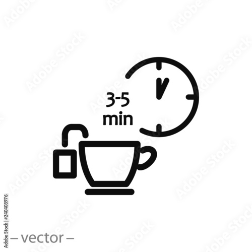 Tea time icon  line sign vector illustration