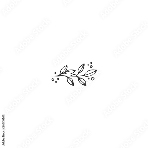 Vector hand drawn object. Kitchen logo element, a sprig of pepper.