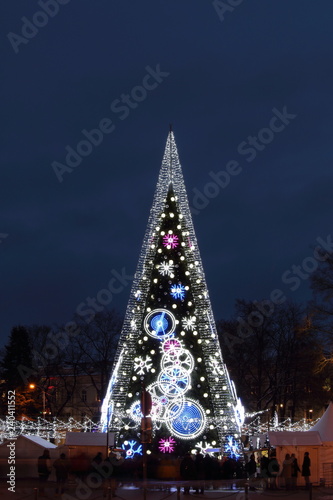 Central Cathedral Square in Vilnius, Lithuania, Christmas Tree 2018