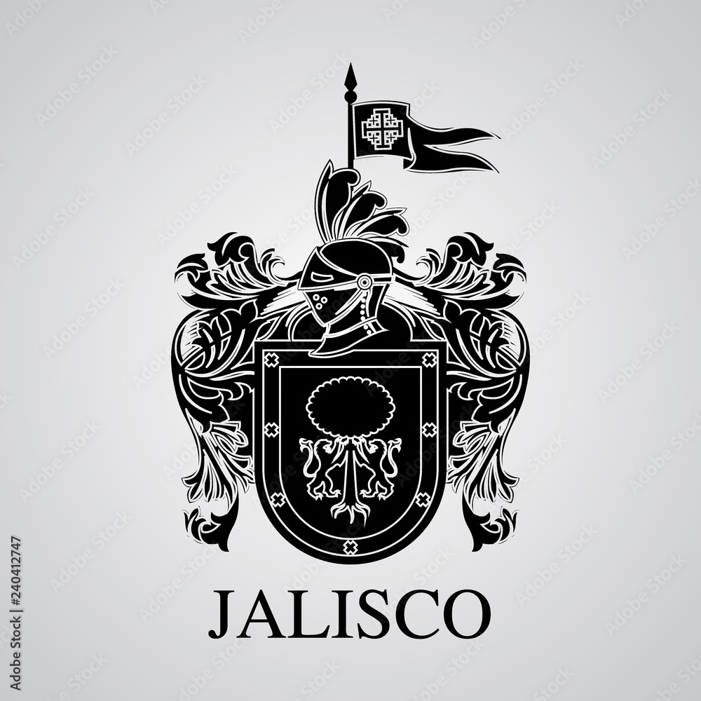 Silhouette of Jalisco Coat of Arms. Mexican State. Vector illustration