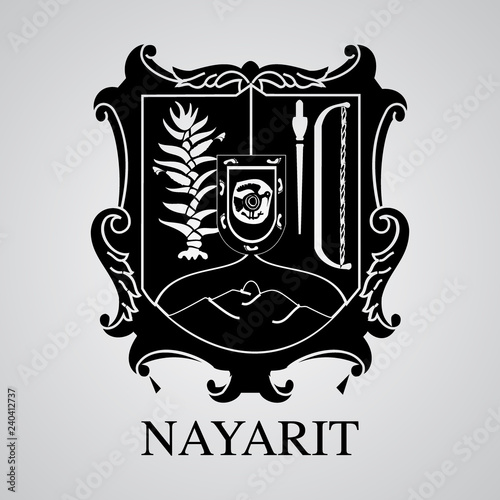 Obraz na płótnie Silhouette of Nayarit Coat of Arms. Mexican State. Vector illustration w salonie