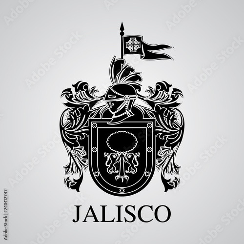 Obraz na płótnie Silhouette of Jalisco Coat of Arms. Mexican State. Vector illustration w salonie