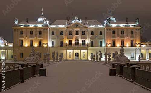 фотографія Branicki Palace in Bialystok at night in winter scenery