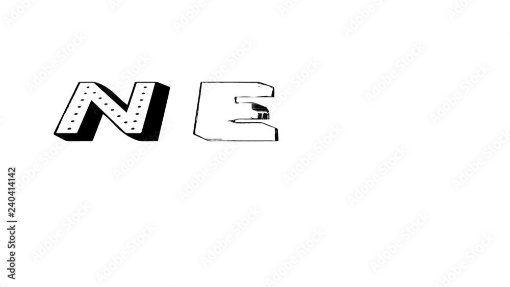 New Year 2019 3d Text Hand Drawn Time Lapse in black and white New Year 2019 3d Text Hand Drawn Time Lapse in black and white