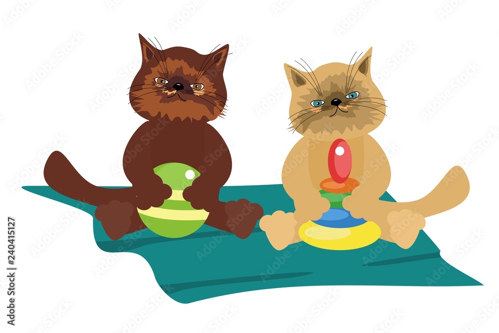 Fototapeta premium nice cats with toys